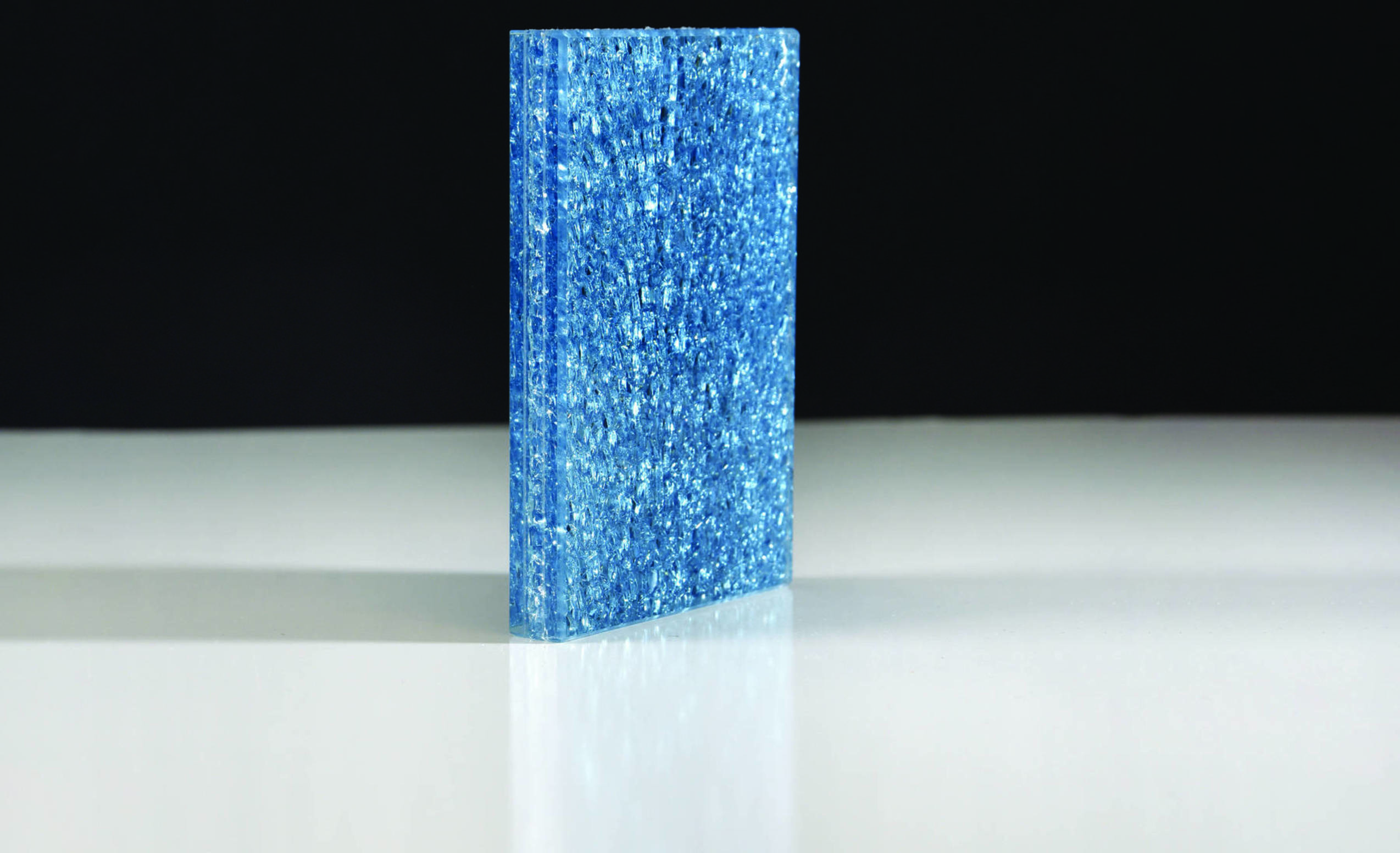 Blue Tinted Crackle Glass with Mirrored Back